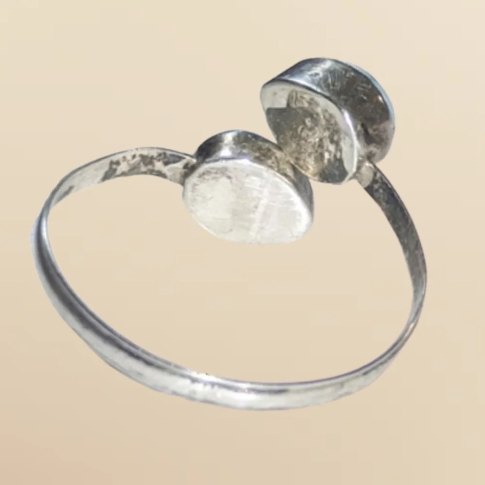 Natural Larimar Sterling Silver Bypass Ring Size 12 Handmade